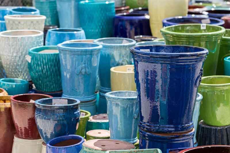 Colourful high-fired quality ceramic pots